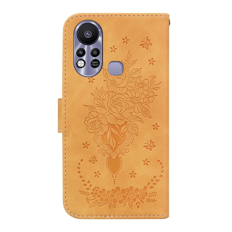 For Infinix Hot 11s X6812 Butterfly Rose Embossed Leather Phone Case