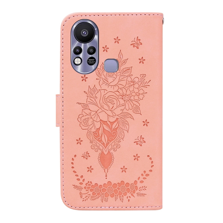 For Infinix Hot 11s X6812 Butterfly Rose Embossed Leather Phone Case
