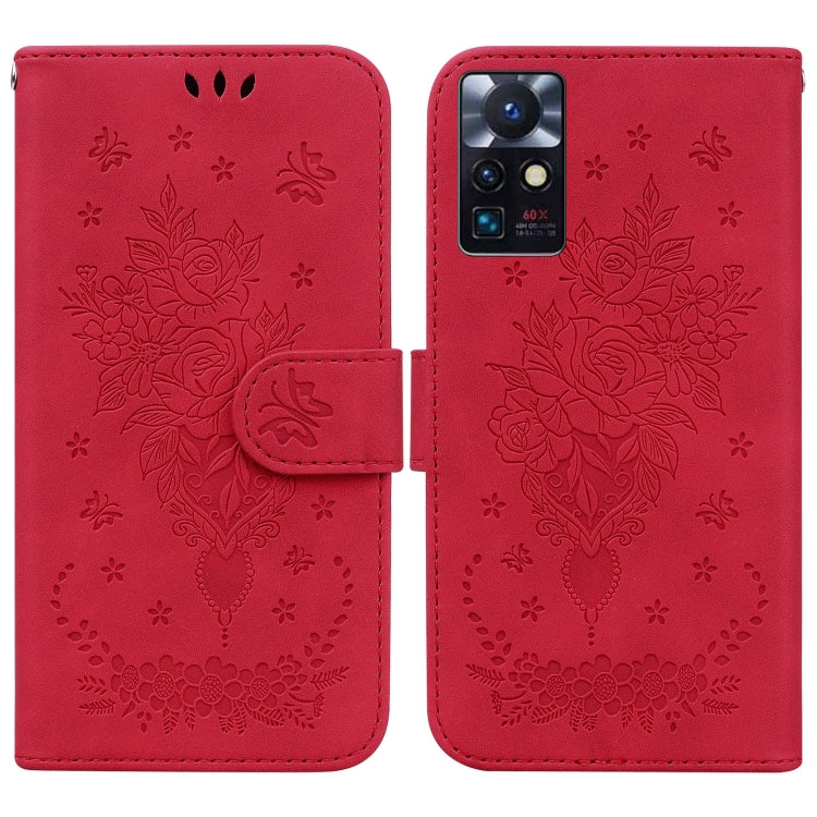 For Infinix Zero X Neo X6810 Butterfly Rose Embossed Leather Phone Case