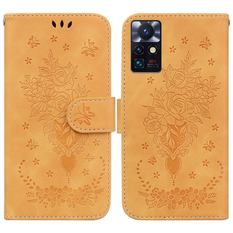 For Infinix Zero X Neo X6810 Butterfly Rose Embossed Leather Phone Case
