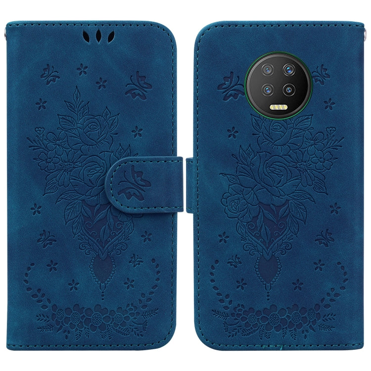 For Infinix Note 7 X690 Butterfly Rose Embossed Leather Phone Case