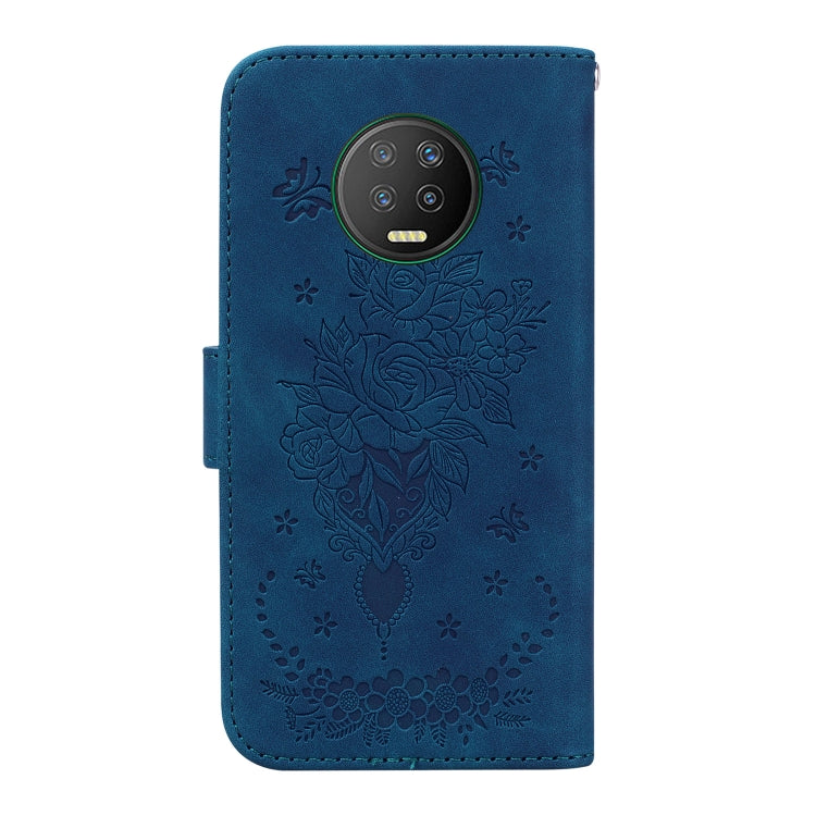 For Infinix Note 7 X690 Butterfly Rose Embossed Leather Phone Case