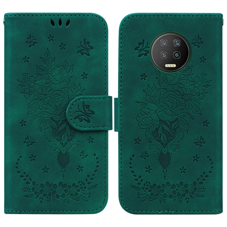 For Infinix Note 7 X690 Butterfly Rose Embossed Leather Phone Case