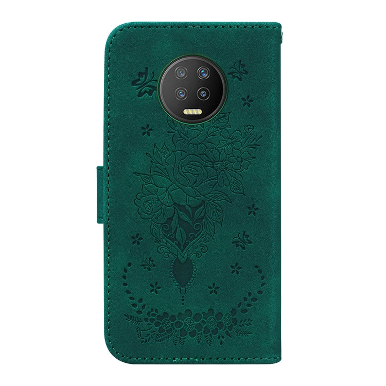 For Infinix Note 7 X690 Butterfly Rose Embossed Leather Phone Case