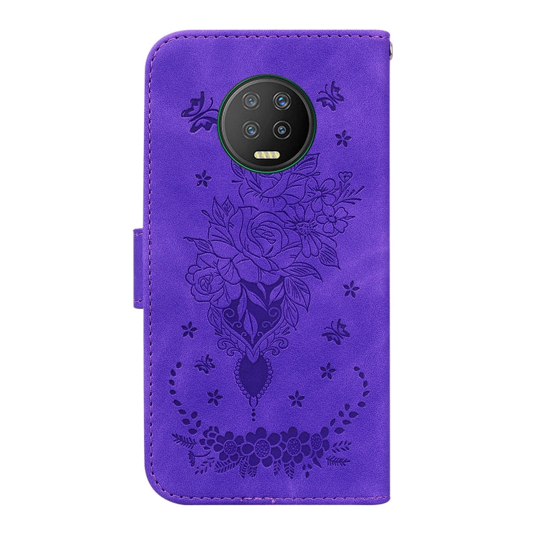 For Infinix Note 7 X690 Butterfly Rose Embossed Leather Phone Case