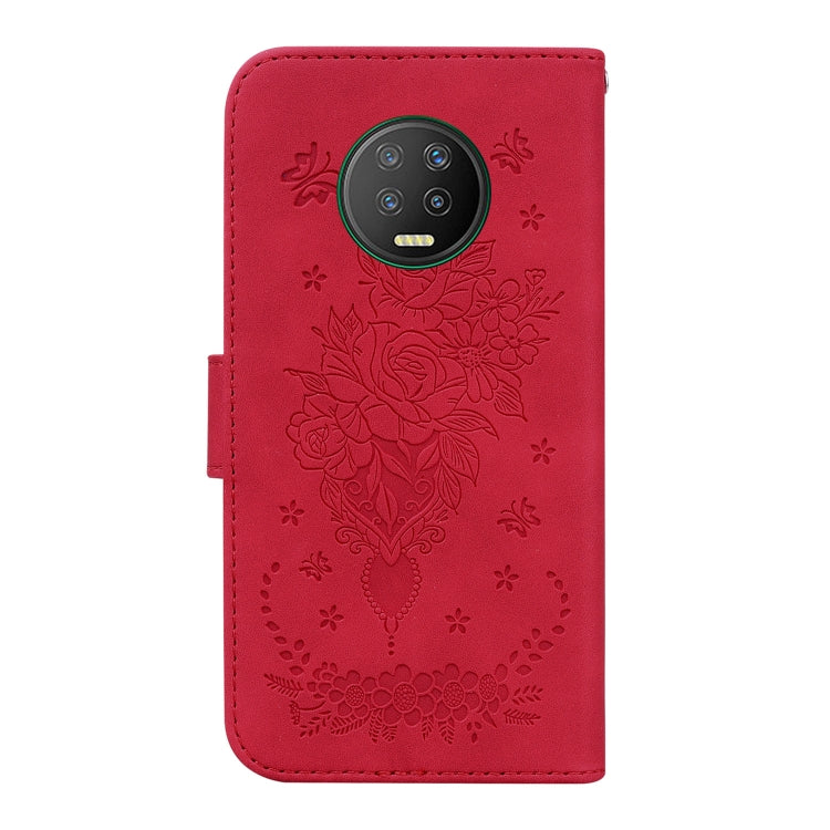 For Infinix Note 7 X690 Butterfly Rose Embossed Leather Phone Case
