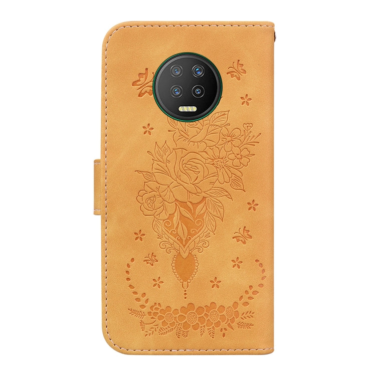 For Infinix Note 7 X690 Butterfly Rose Embossed Leather Phone Case