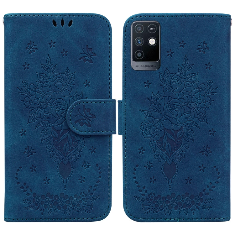 For Infinix Note 10 X693 Butterfly Rose Embossed Leather Phone Case