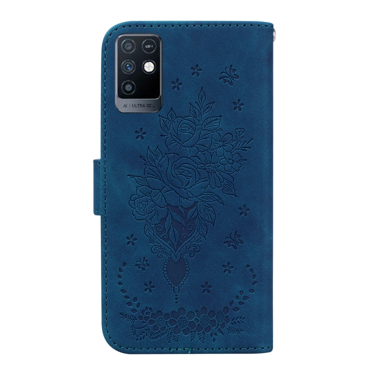 For Infinix Note 10 X693 Butterfly Rose Embossed Leather Phone Case