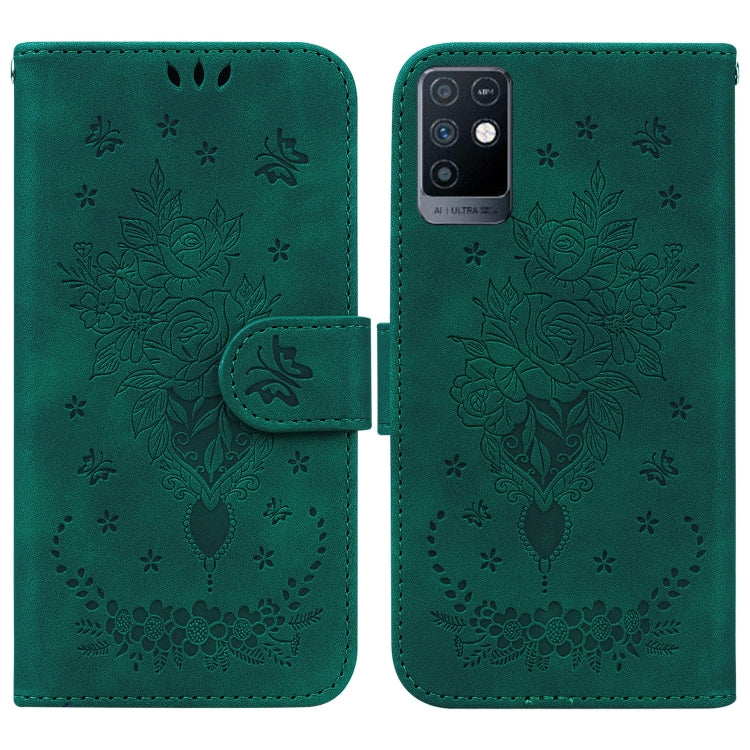 For Infinix Note 10 X693 Butterfly Rose Embossed Leather Phone Case