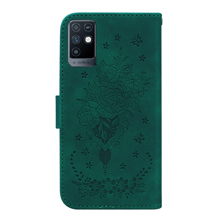 For Infinix Note 10 X693 Butterfly Rose Embossed Leather Phone Case