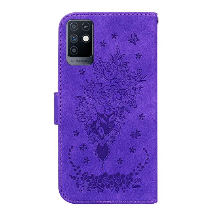 For Infinix Note 10 X693 Butterfly Rose Embossed Leather Phone Case