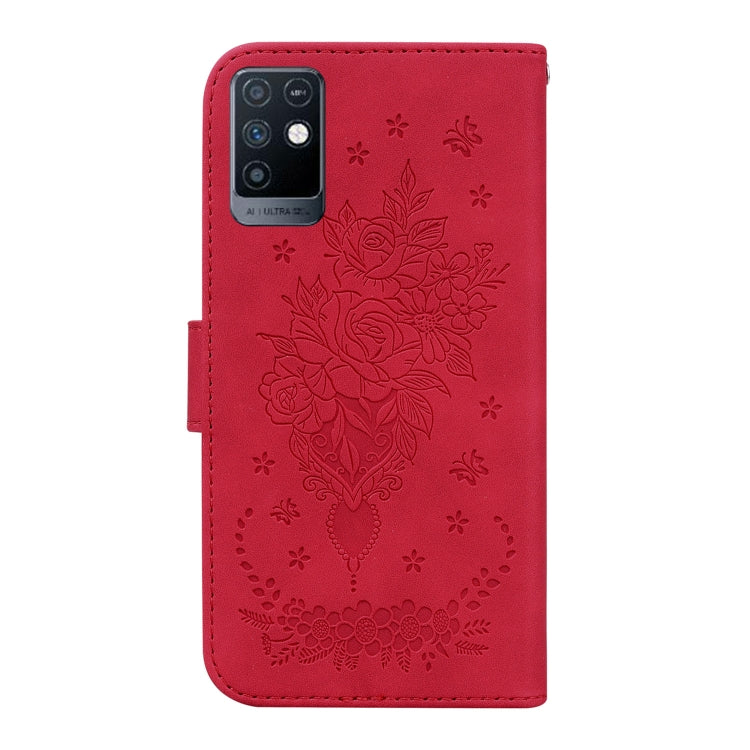 For Infinix Note 10 X693 Butterfly Rose Embossed Leather Phone Case