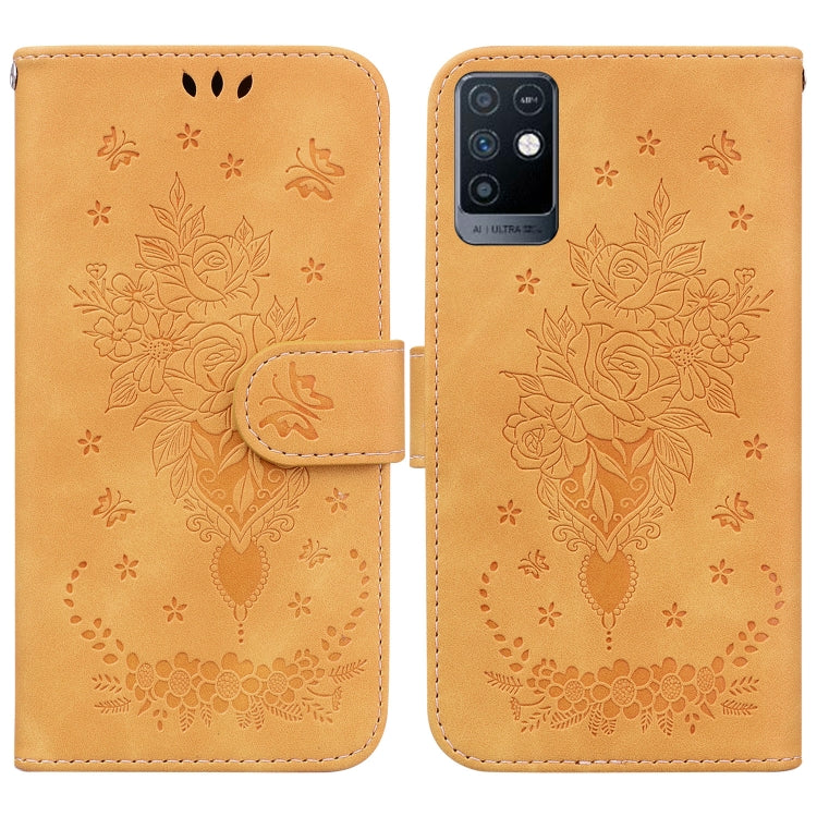 For Infinix Note 10 X693 Butterfly Rose Embossed Leather Phone Case