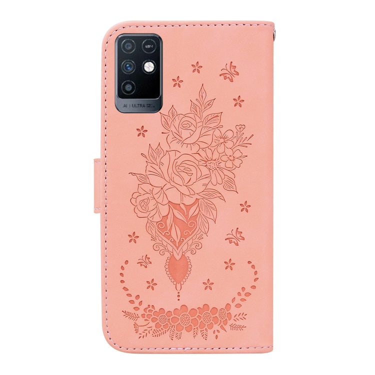 For Infinix Note 10 X693 Butterfly Rose Embossed Leather Phone Case