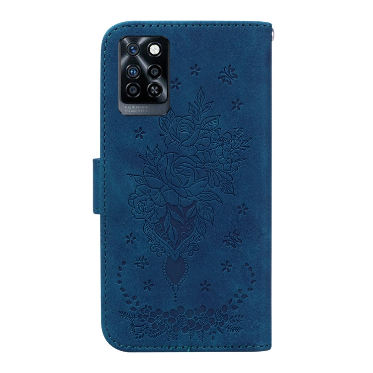 For Infinix Note 10 Pro X695 Butterfly Rose Embossed Leather Phone Case