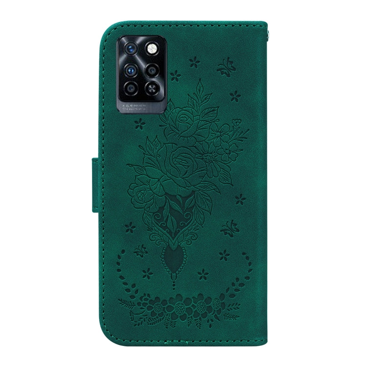 For Infinix Note 10 Pro X695 Butterfly Rose Embossed Leather Phone Case