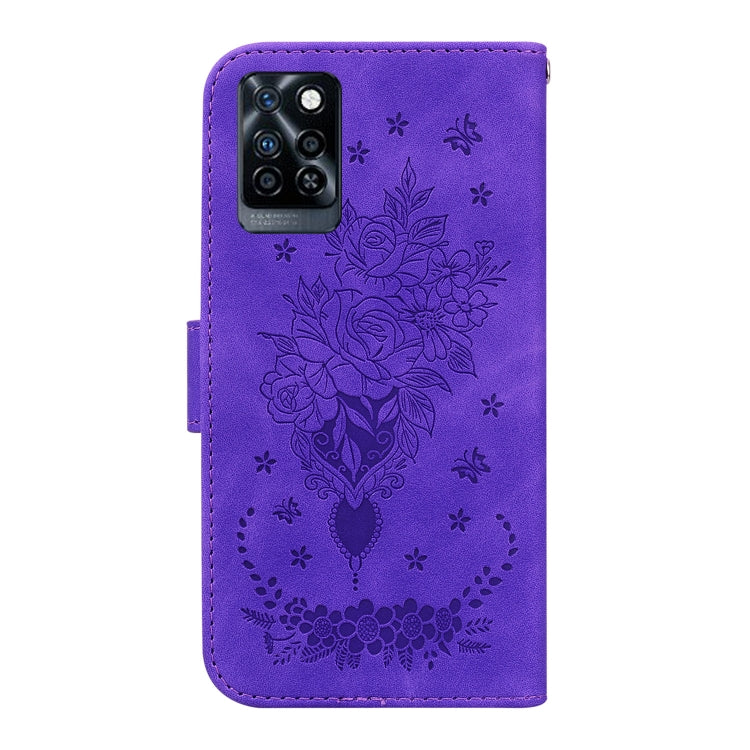 For Infinix Note 10 Pro X695 Butterfly Rose Embossed Leather Phone Case