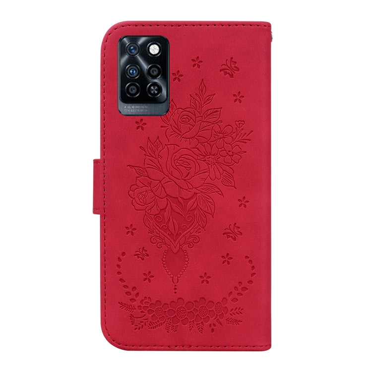 For Infinix Note 10 Pro X695 Butterfly Rose Embossed Leather Phone Case