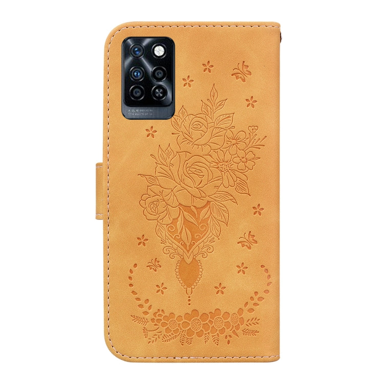 For Infinix Note 10 Pro X695 Butterfly Rose Embossed Leather Phone Case