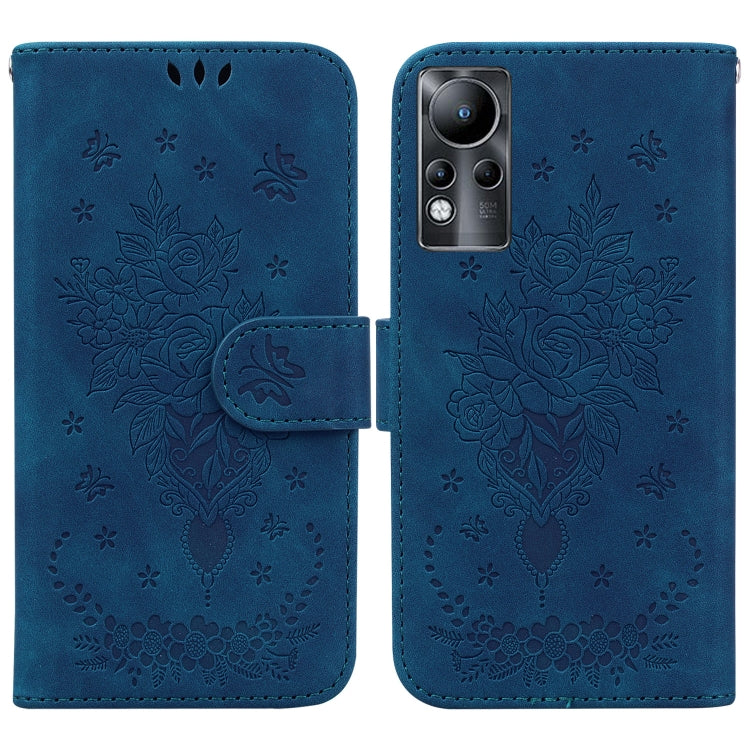For Infinix Note 11 Butterfly Rose Embossed Leather Phone Case