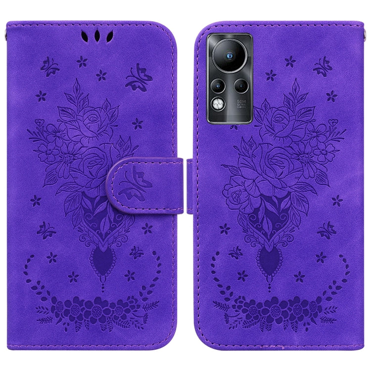 For Infinix Note 11 Butterfly Rose Embossed Leather Phone Case