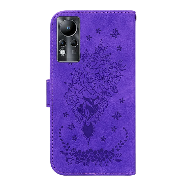 For Infinix Note 11 Butterfly Rose Embossed Leather Phone Case