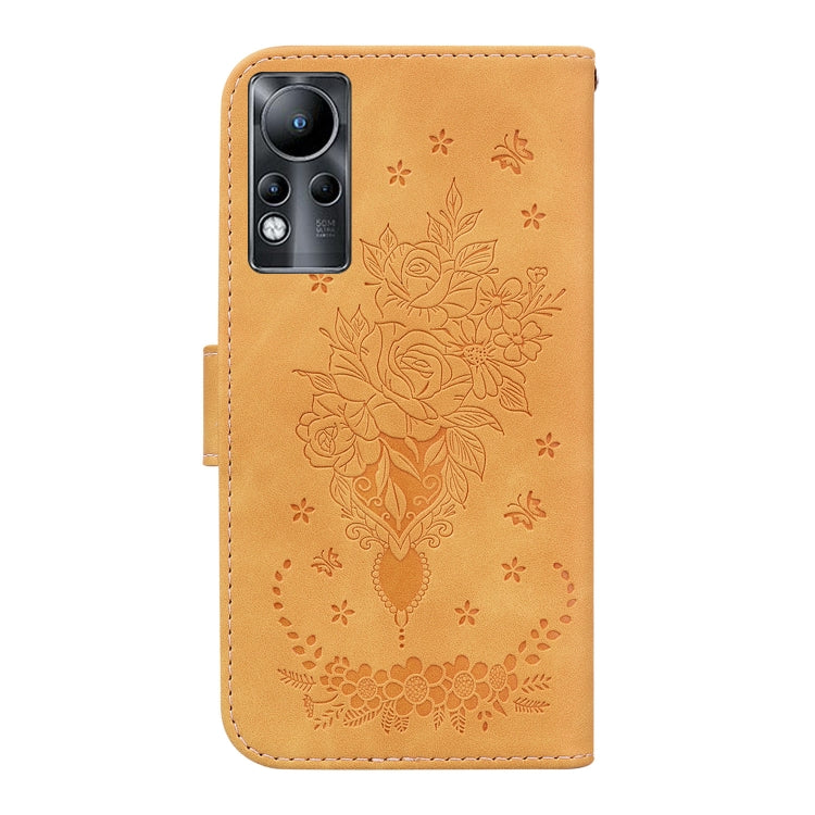For Infinix Note 11 Butterfly Rose Embossed Leather Phone Case