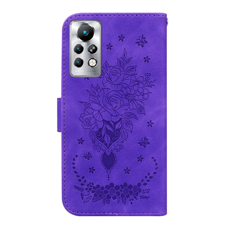 For Infinix Note 11 Pro / Note 11s Butterfly Rose Embossed Leather Phone Case