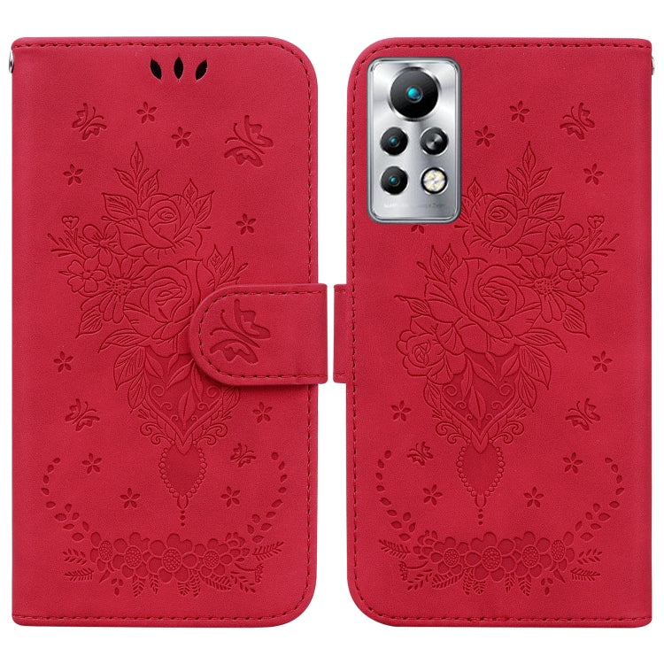 For Infinix Note 11 Pro / Note 11s Butterfly Rose Embossed Leather Phone Case
