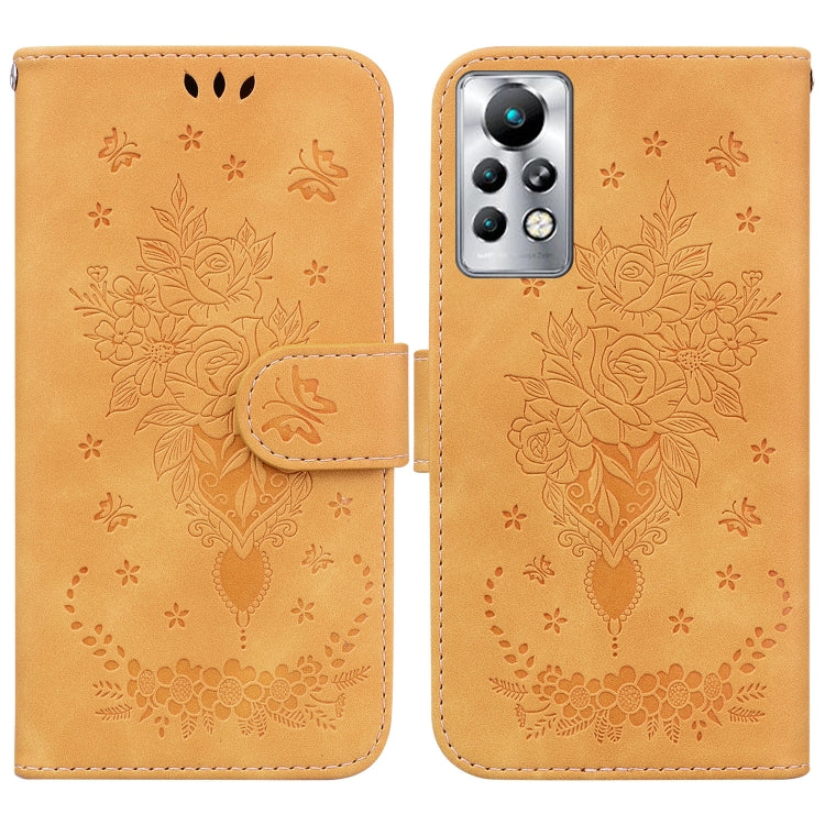 For Infinix Note 11 Pro / Note 11s Butterfly Rose Embossed Leather Phone Case