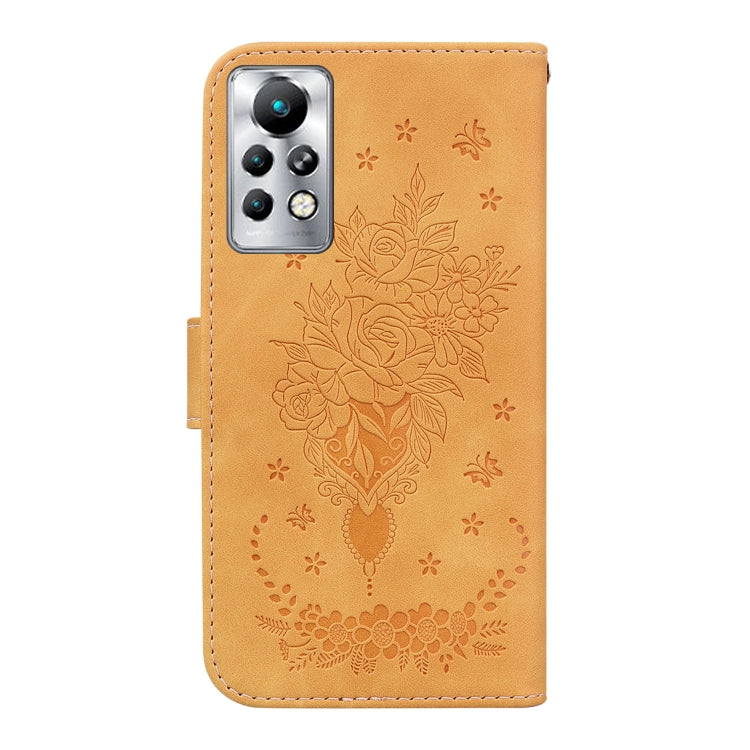 For Infinix Note 11 Pro / Note 11s Butterfly Rose Embossed Leather Phone Case