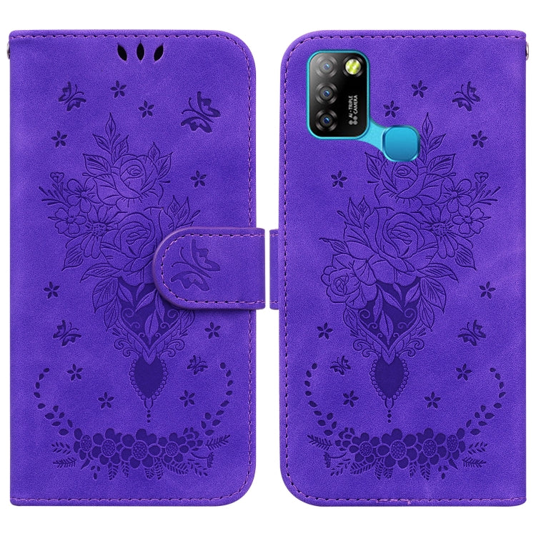 For Infinix Smart 5 X657 / Hot 10 Lite Butterfly Rose Embossed Leather Phone Case