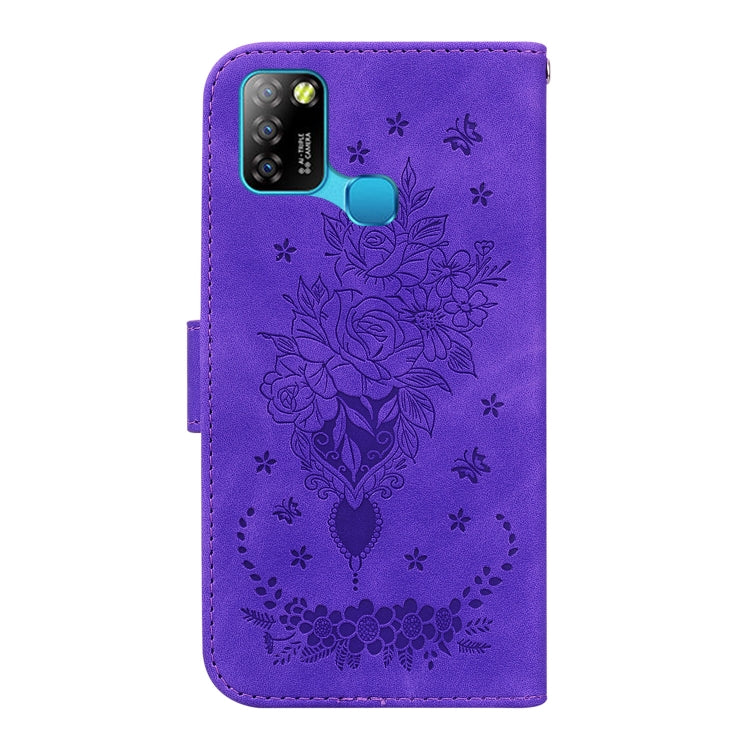 For Infinix Smart 5 X657 / Hot 10 Lite Butterfly Rose Embossed Leather Phone Case