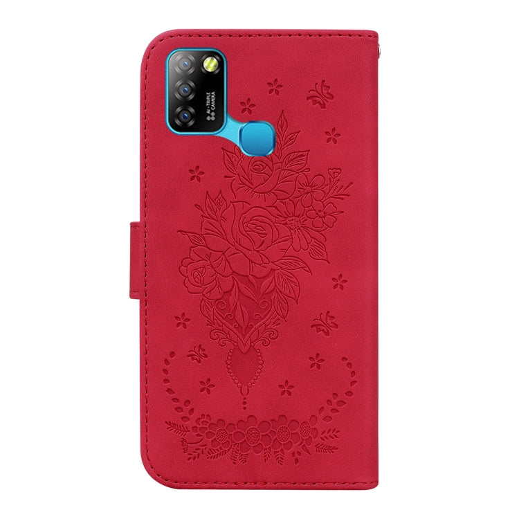 For Infinix Smart 5 X657 / Hot 10 Lite Butterfly Rose Embossed Leather Phone Case