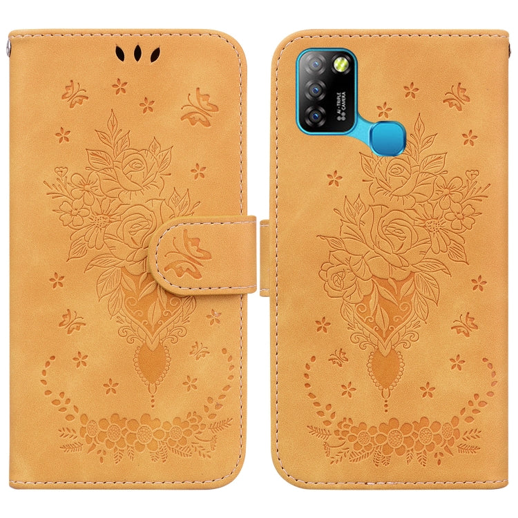 For Infinix Smart 5 X657 / Hot 10 Lite Butterfly Rose Embossed Leather Phone Case
