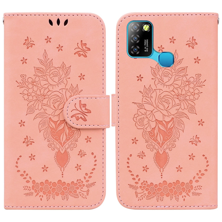 For Infinix Smart 5 X657 / Hot 10 Lite Butterfly Rose Embossed Leather Phone Case