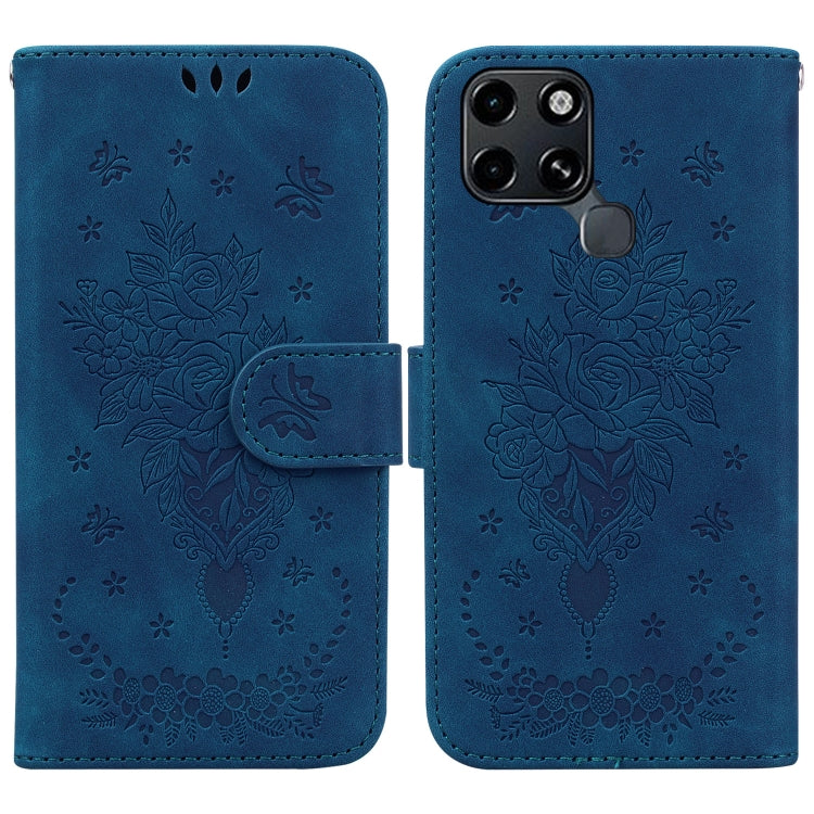 For Infinix Smart 6 Butterfly Rose Embossed Leather Phone Case