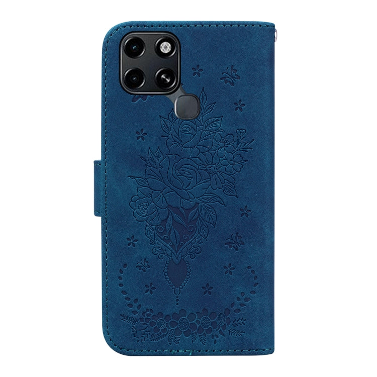 For Infinix Smart 6 Butterfly Rose Embossed Leather Phone Case