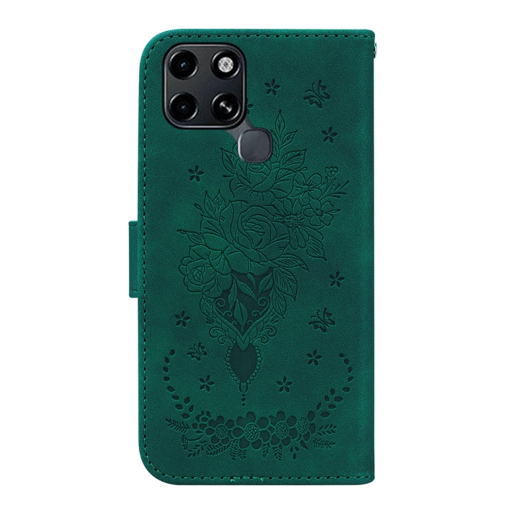For Infinix Smart 6 Butterfly Rose Embossed Leather Phone Case