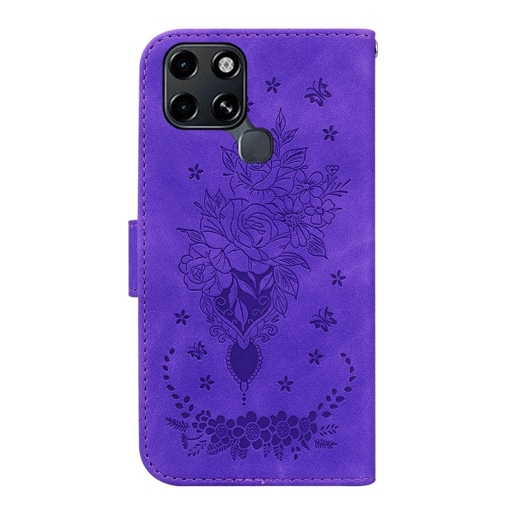 For Infinix Smart 6 Butterfly Rose Embossed Leather Phone Case