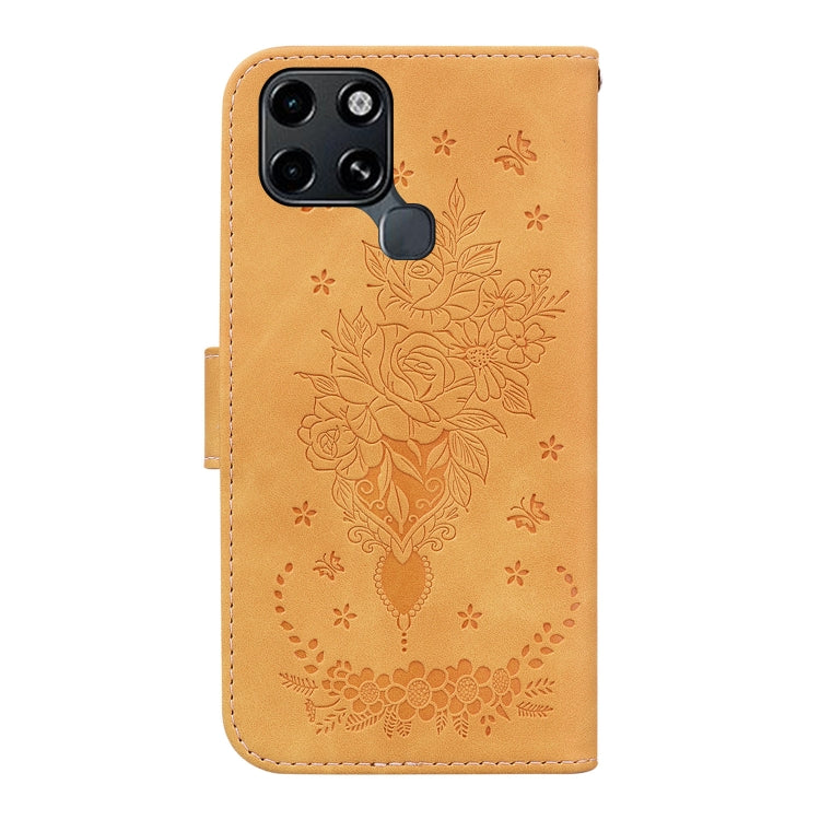 For Infinix Smart 6 Butterfly Rose Embossed Leather Phone Case
