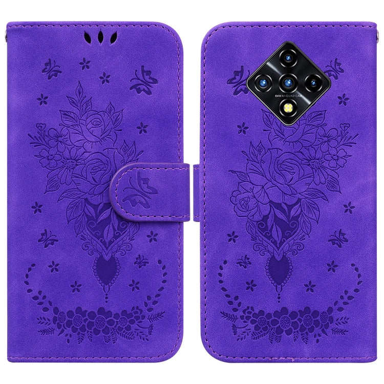 For Infinix Zero 8 X687 Butterfly Rose Embossed Leather Phone Case