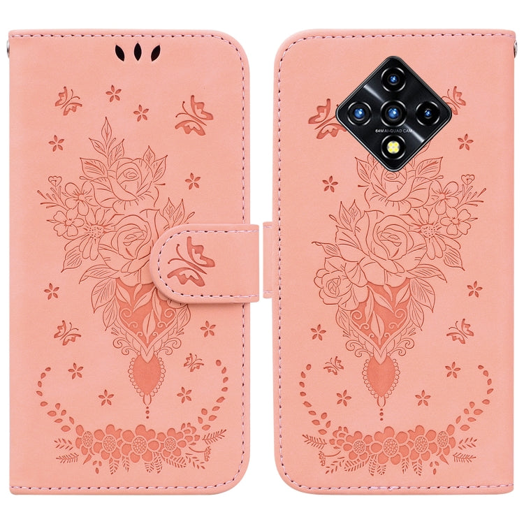 For Infinix Zero 8 X687 Butterfly Rose Embossed Leather Phone Case