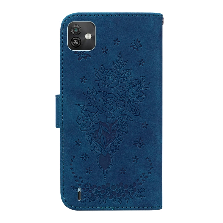 For Wiko Y82 Butterfly Rose Embossed Leather Phone Case