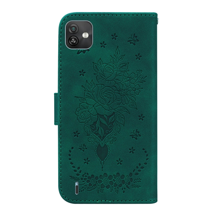 For Wiko Y82 Butterfly Rose Embossed Leather Phone Case