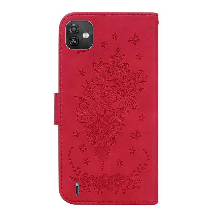 For Wiko Y82 Butterfly Rose Embossed Leather Phone Case