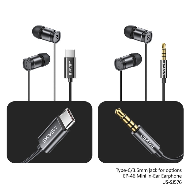 USAMS EP-46 Mini 3.5mm Aluminum Alloy In-Ear Wired Earphone, Length: 1.2m