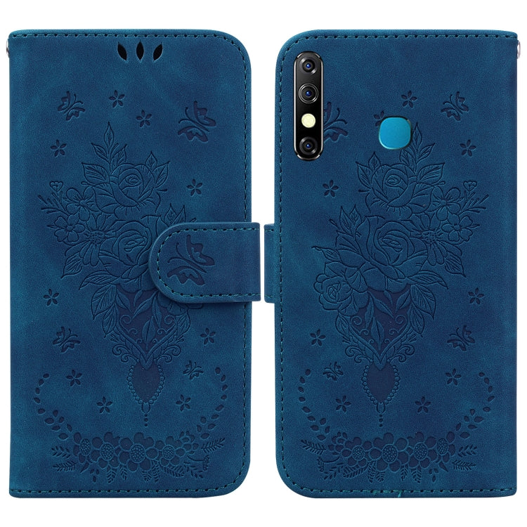 For Tecno Camon 12 / Spark 4 Butterfly Rose Embossed Leather Phone Case