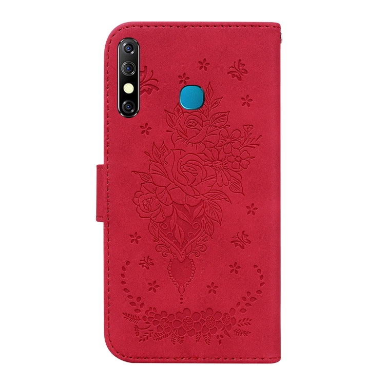 For Tecno Camon 12 / Spark 4 Butterfly Rose Embossed Leather Phone Case